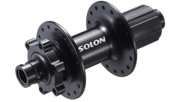 Втулка задняя Solon DH909TR 32H DISC M12*142mm,ось12мм, крепление IS6, 2 промподшипника, под кассету 9\10 скоростей, черная